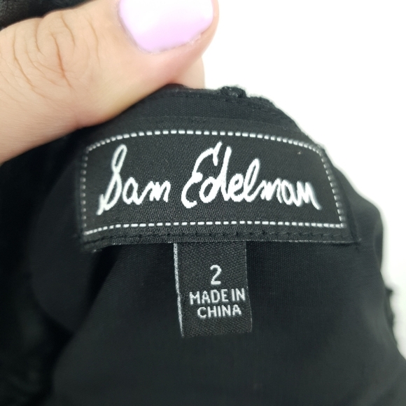 Sam Edelman Women Size 2 Shorts Romper Black Faux Leather Floral Lace Club Rave - Picture 5 of 7